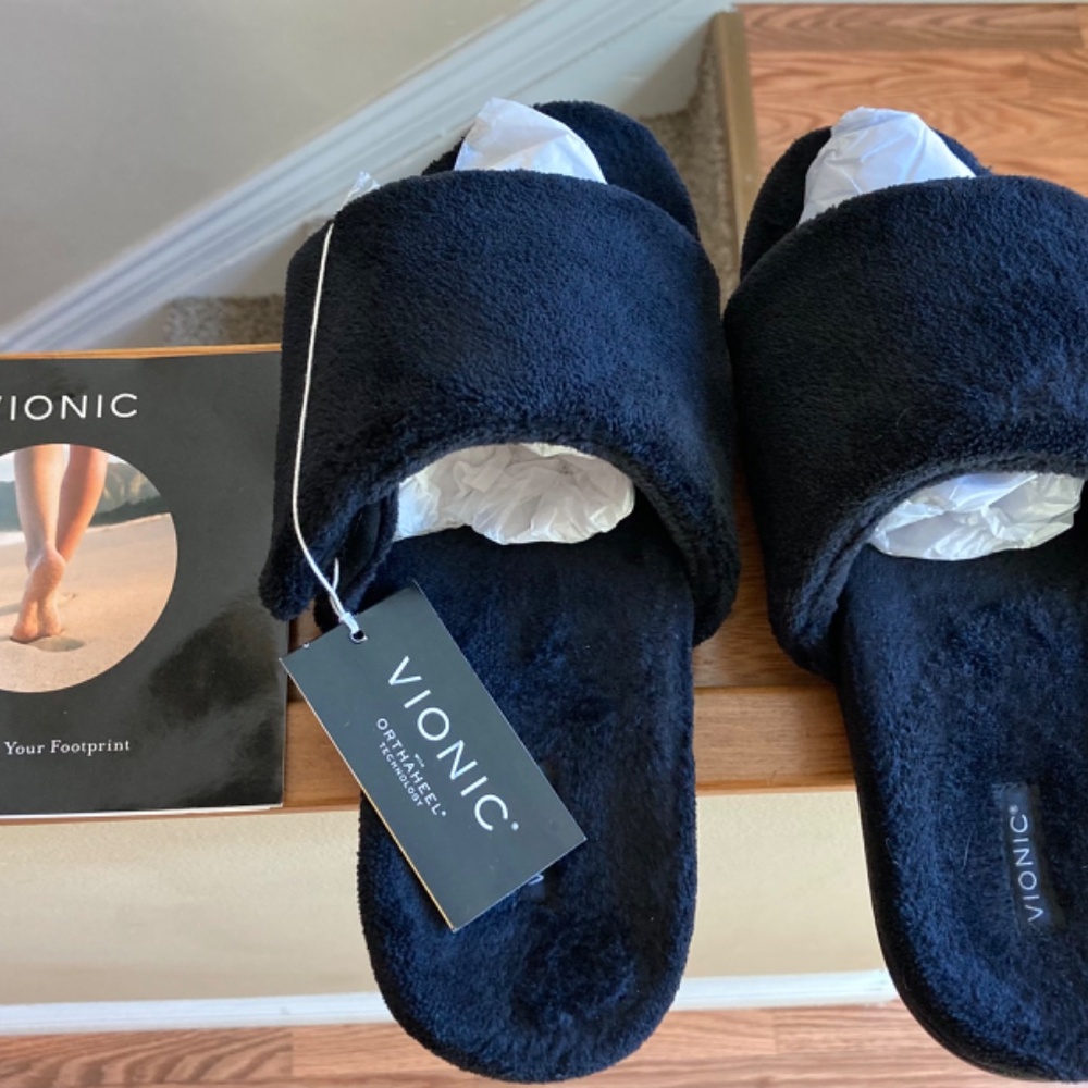 VIONIC DREAM SLIPPERS SZ 8 BLACK